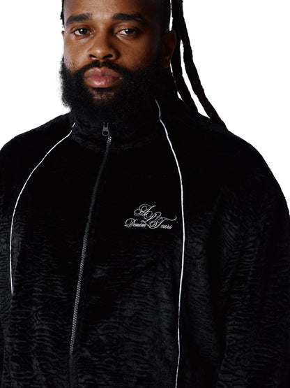 Faux Astrakhan Track Jacket Black
