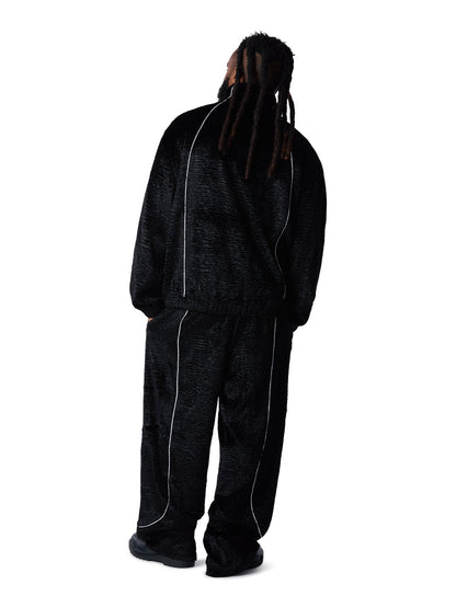 Faux Astrakhan Track Pant Black