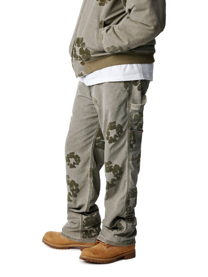Cotton Wreath Flocked Carpenter Pant