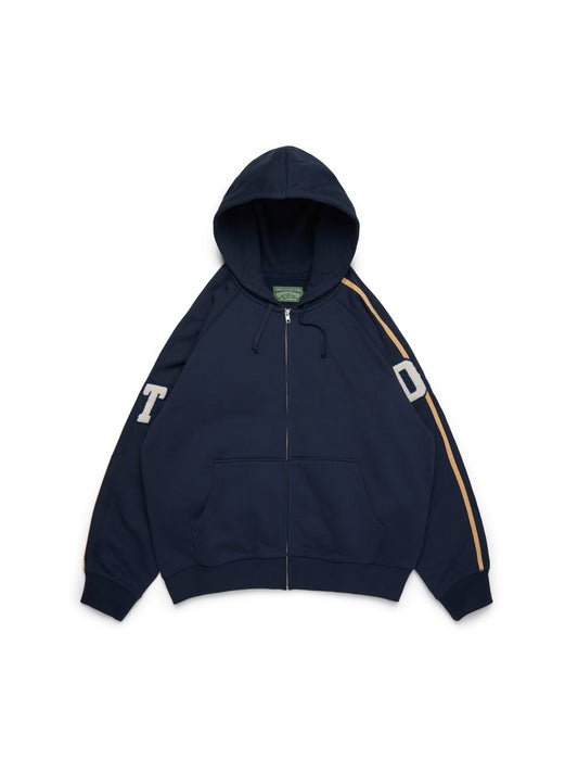DT Chenille Patch Zip Hoodie Blue