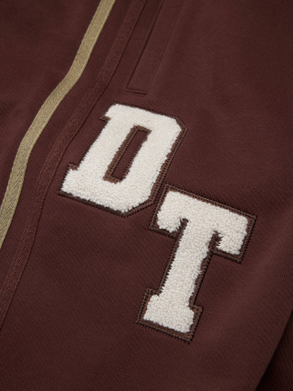 DT Chenille Patch Zip Hoodie Brown – view 3
