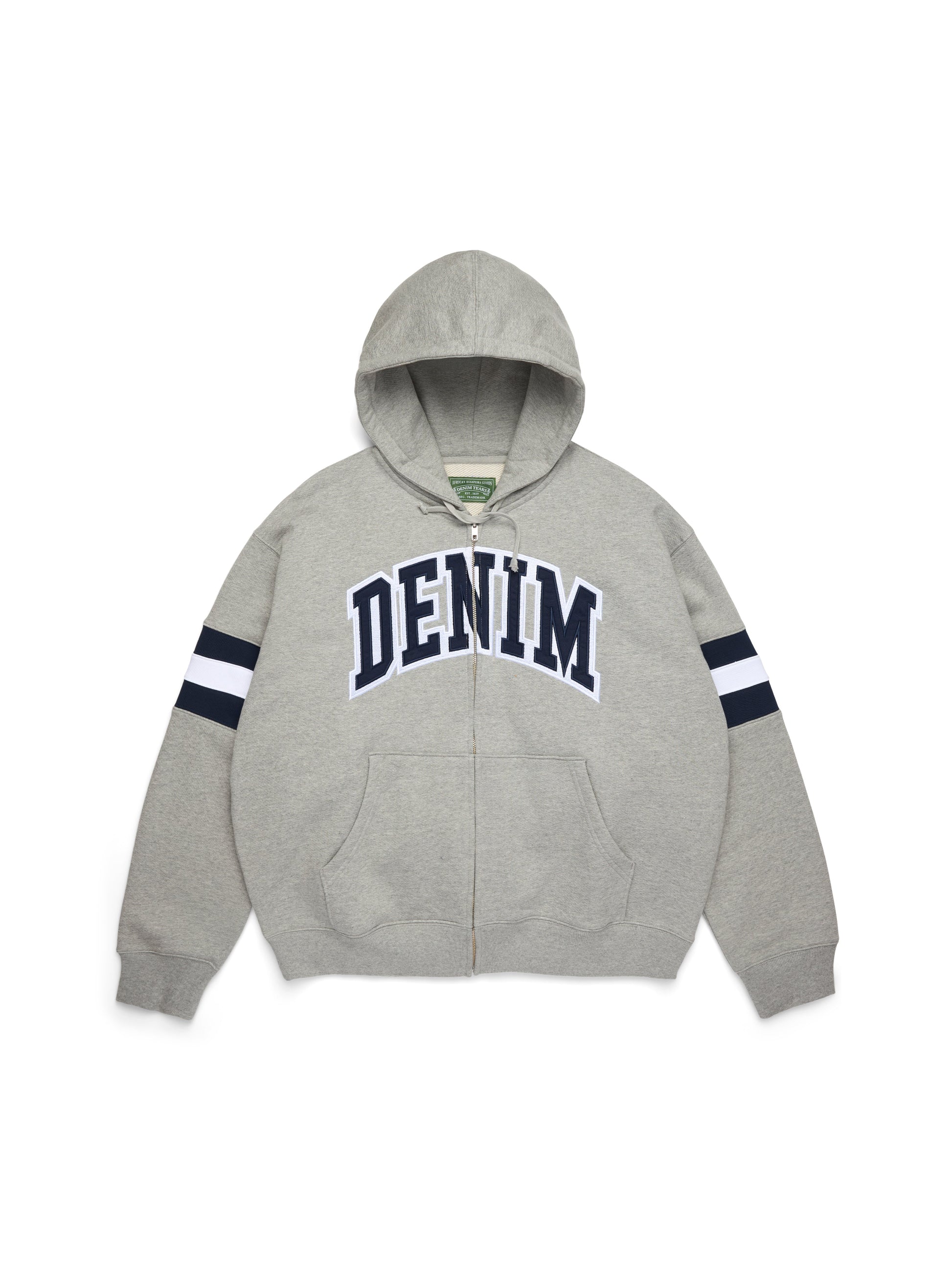 DT Stripe Zip Hoodie Grey