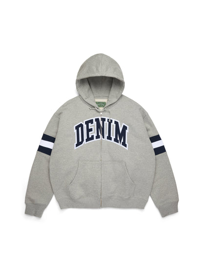 DT Stripe Zip Hoodie Grey