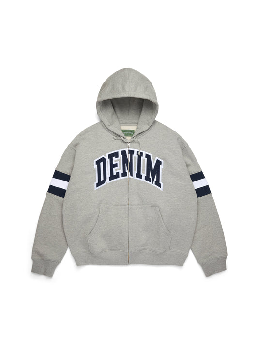 DT Stripe Zip Hoodie Grey