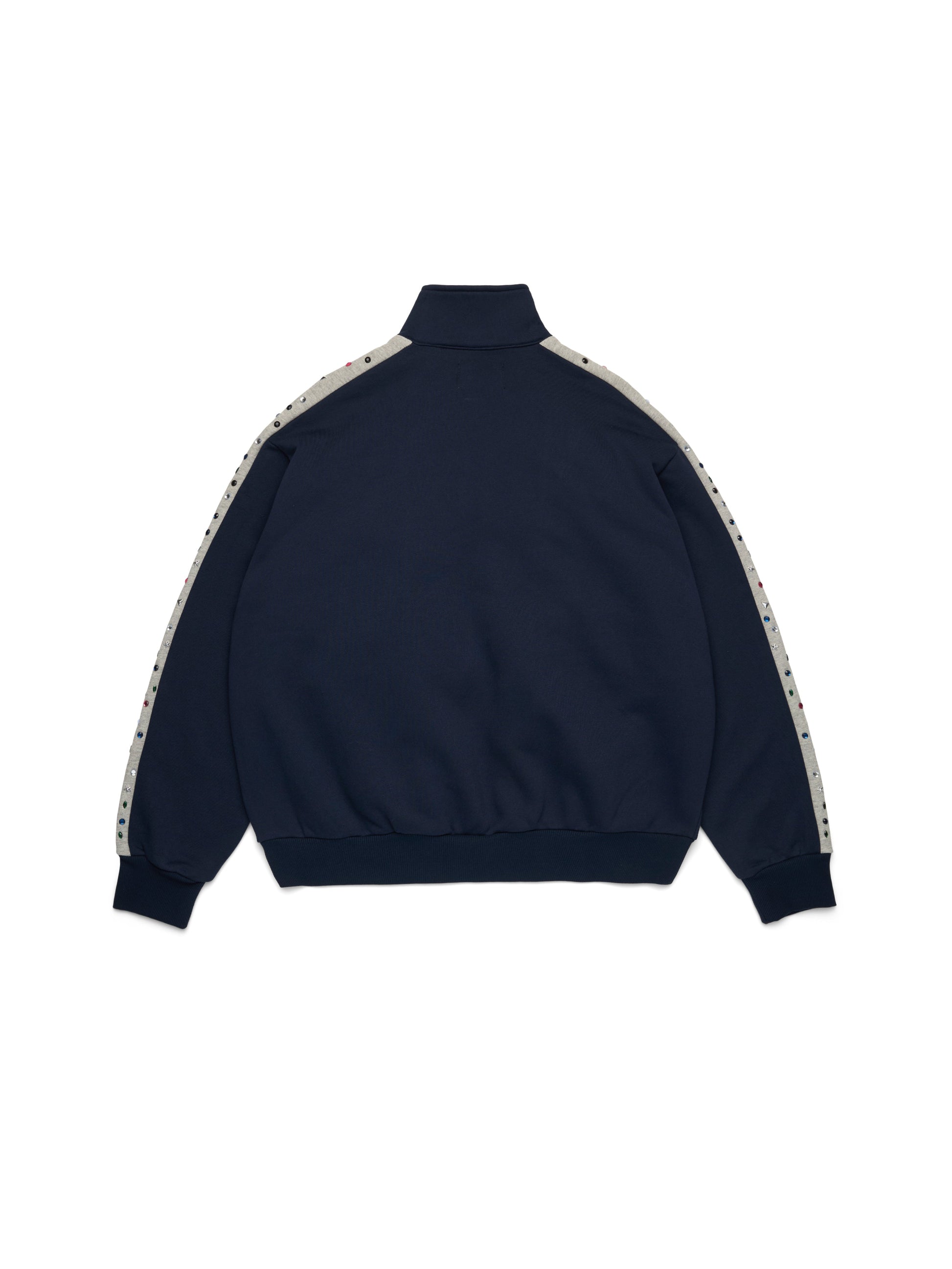 Denim U Rhinestone Fleece Track Jacket Navy – view 2
