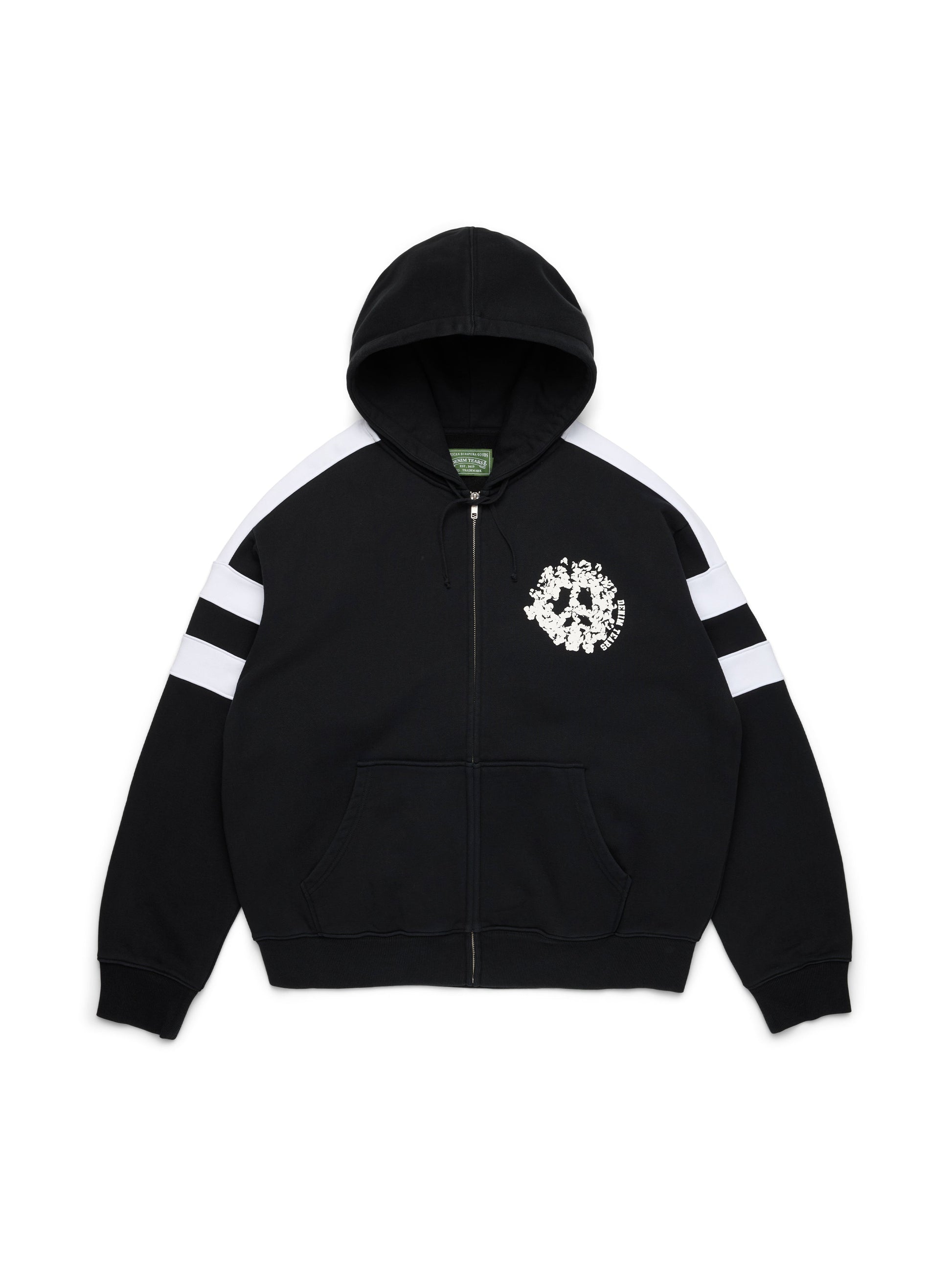 Denim U Paneled Zip Hoodie Black