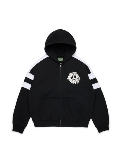 Denim U Paneled Zip Hoodie Black