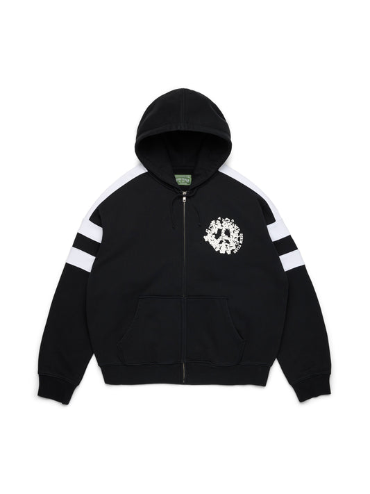 Denim U Paneled Zip Hoodie Black