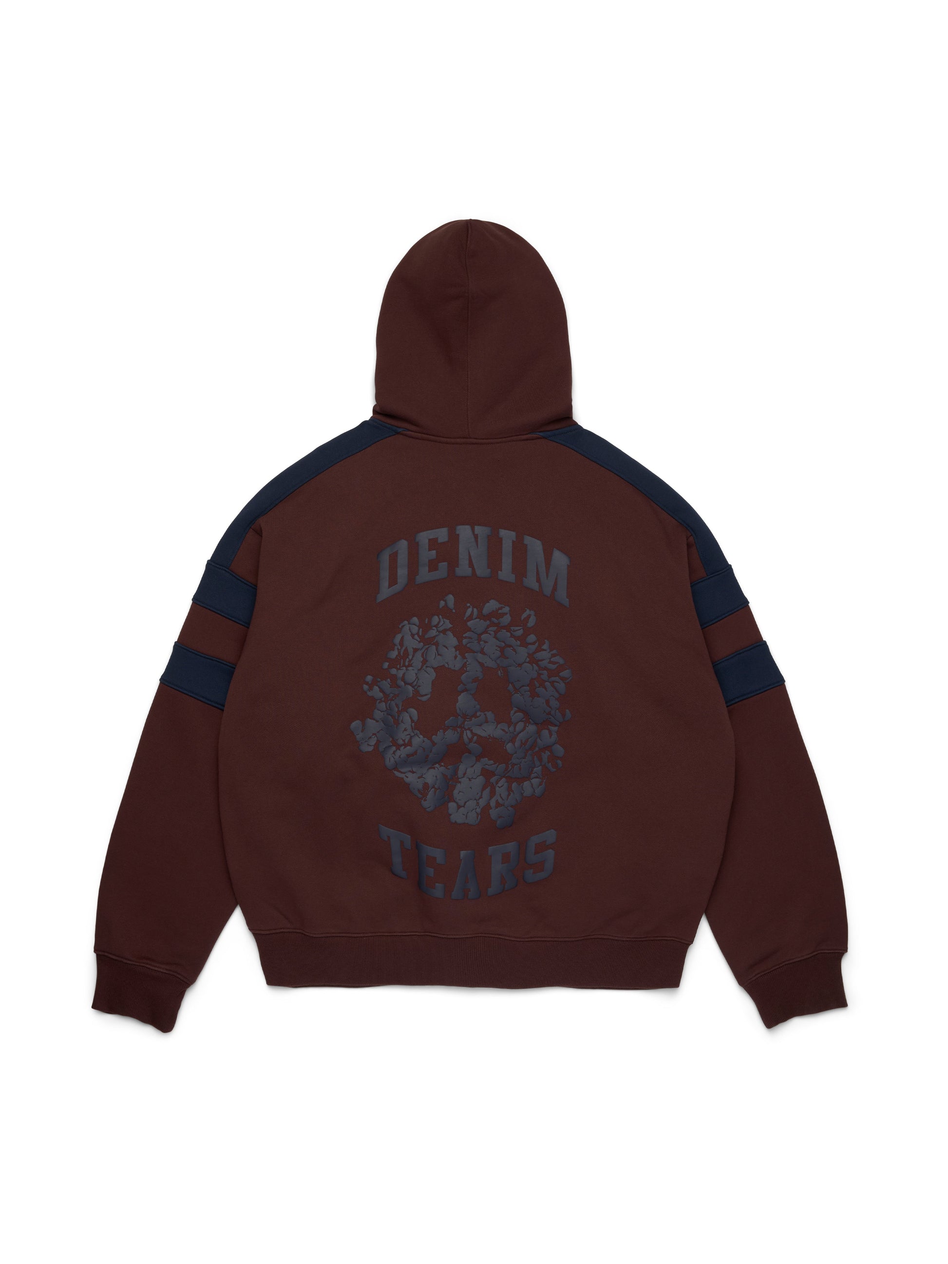 Denim U Paneled Zip Hoodie Brown – view 2