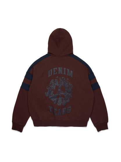 Denim U Paneled Zip Hoodie Brown – view 2