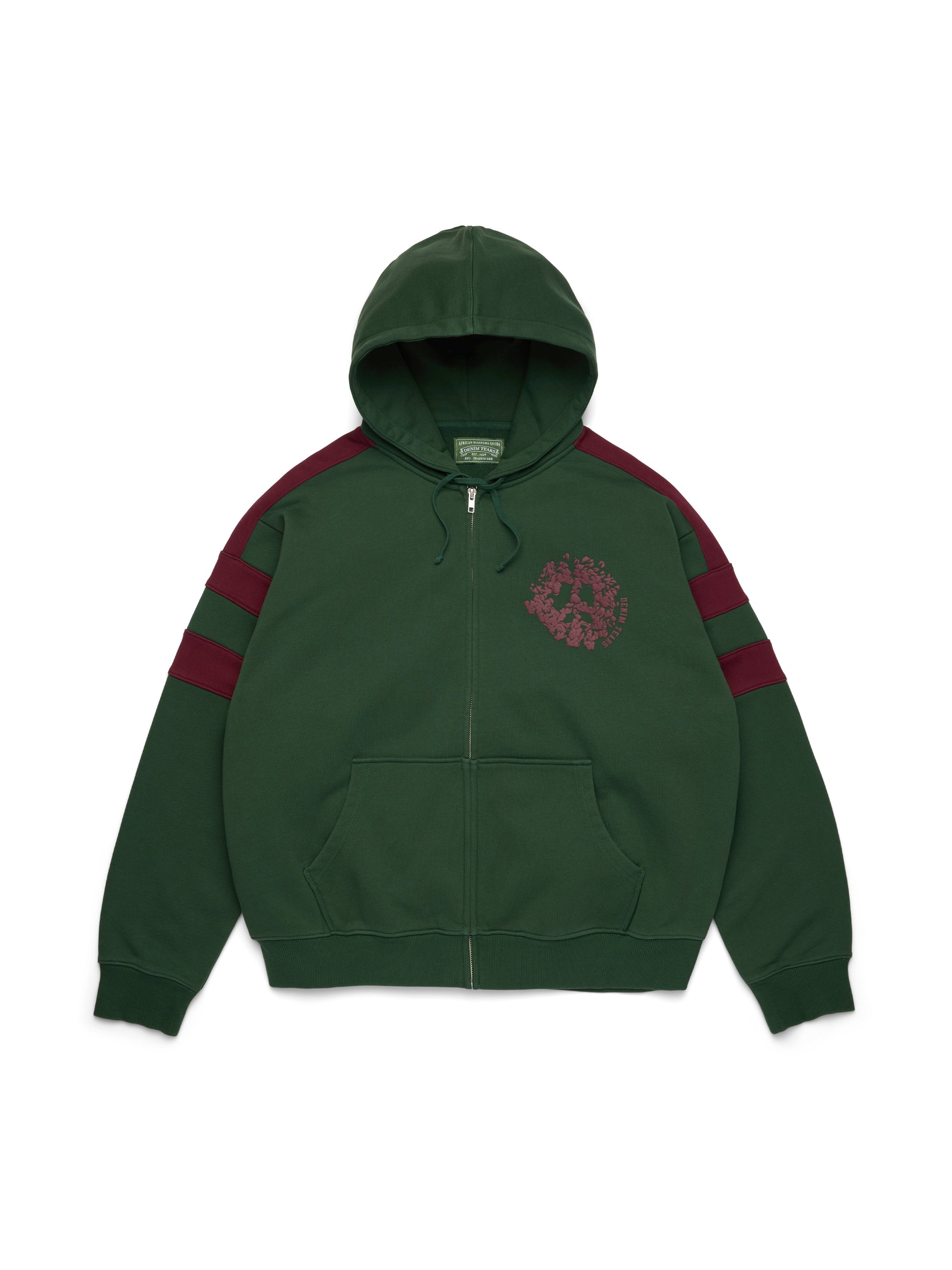 Denim U Paneled Zip Hoodie Green