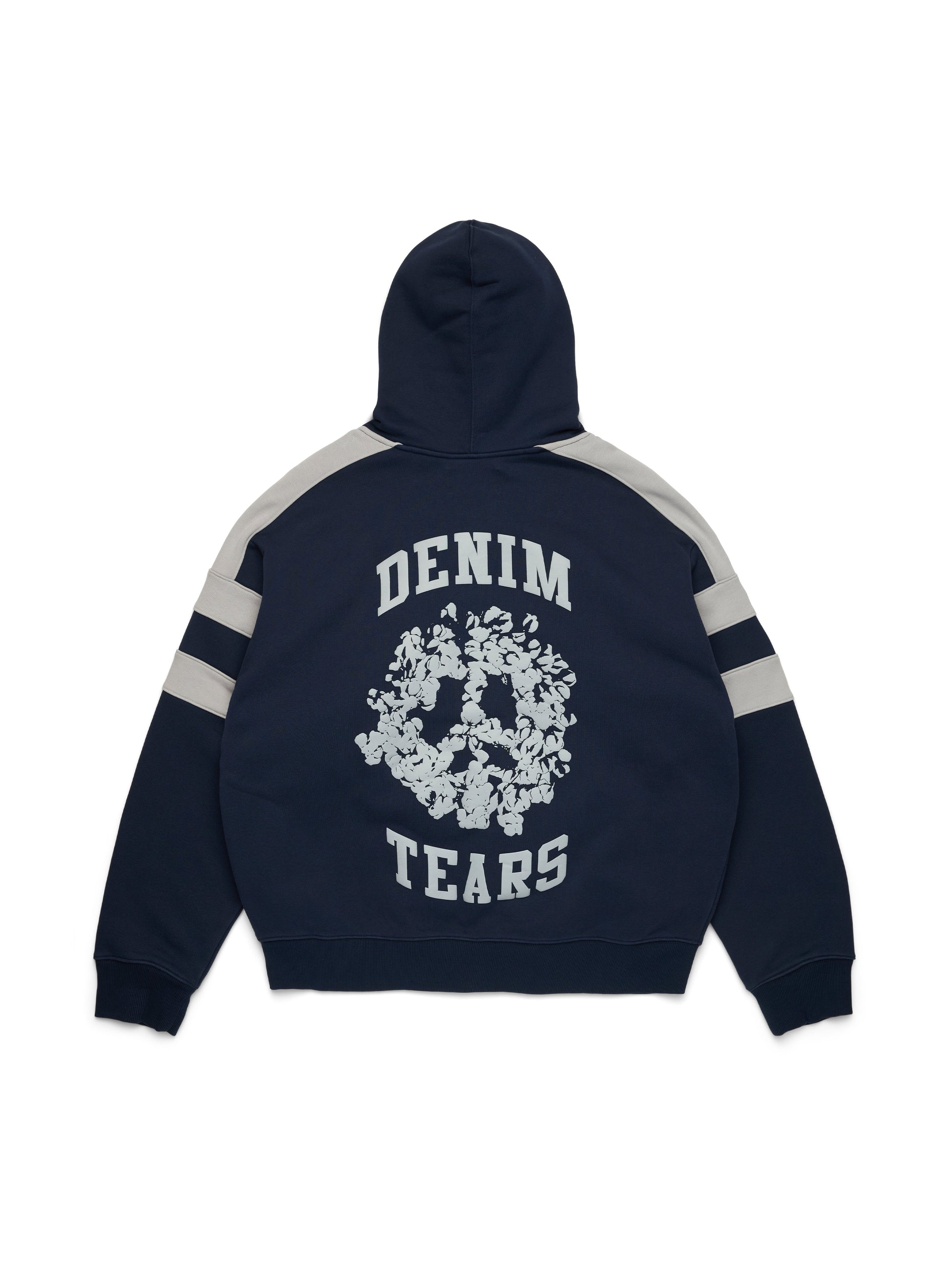 Denim U Paneled Zip Hoodie Navy – view 2