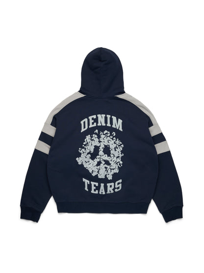 Denim U Paneled Zip Hoodie Navy – view 2