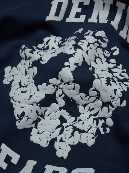 Denim U Paneled Zip Hoodie Navy – view 3