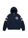 Denim U Paneled Zip Hoodie Navy