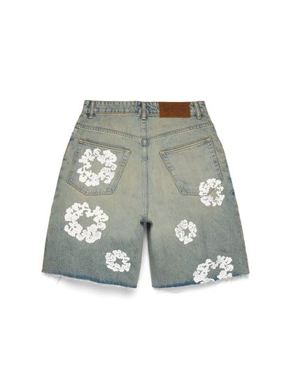 Dirty Wash Cotton Wreath Denim Short – view 2