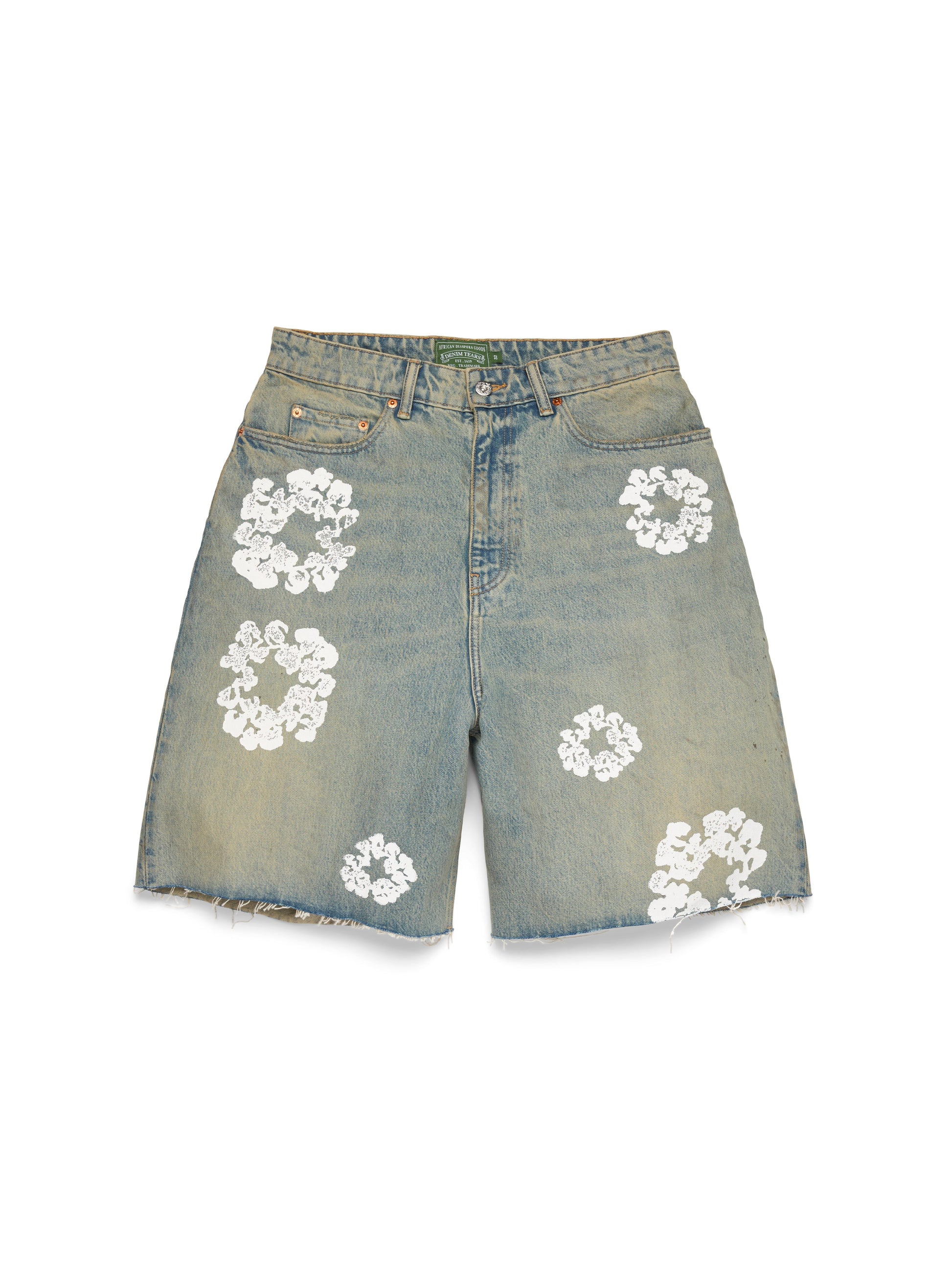 Dirty Wash Cotton Wreath Denim Short