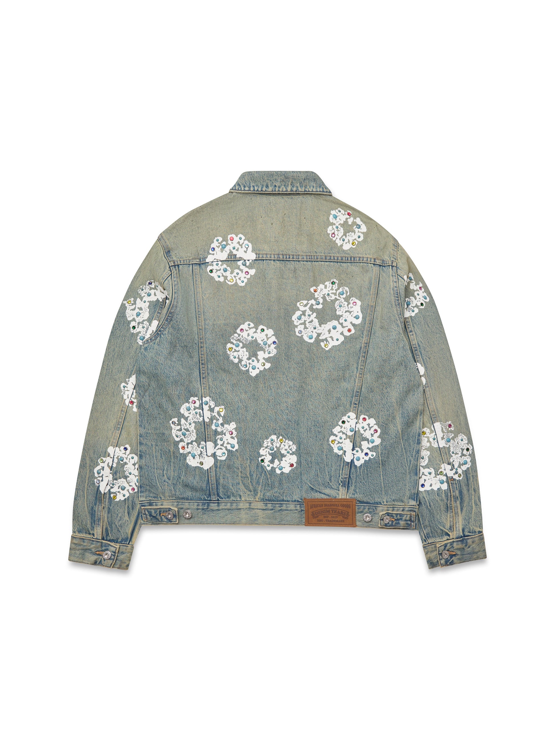 Studded Cotton Wreath Denim Jacket Dirty Wash – view 2