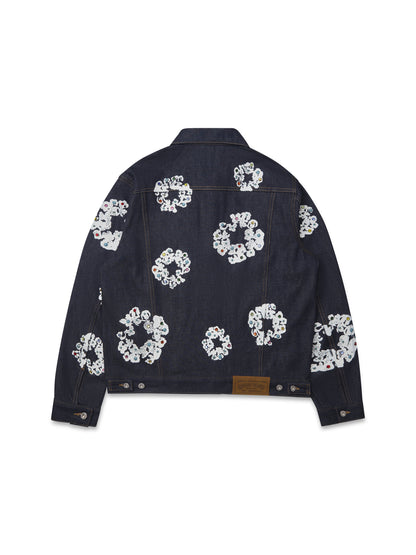 Studded Cotton Wreath Denim Jacket Selvedge – view 2