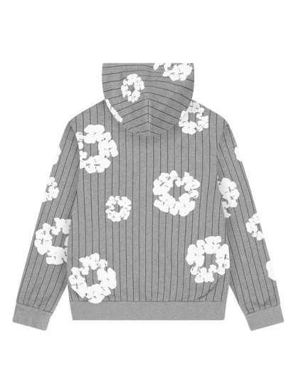 Pinstripe Wreath Zip Hoodie Grey – view 2