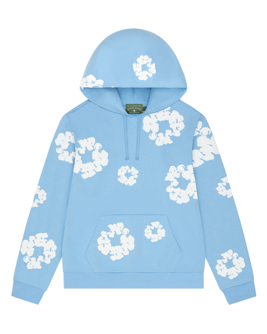 Cotton Wreath Hoodie Light Blue