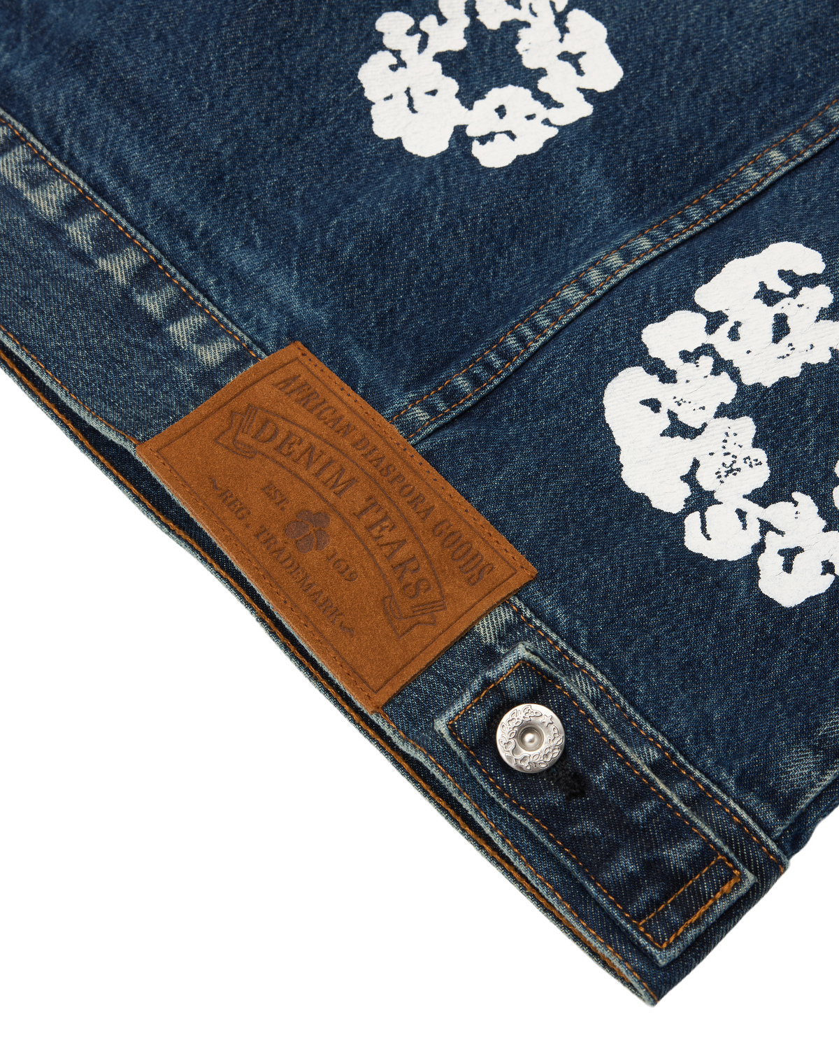 Cotton Wreath Denim Jacket Dark Wash – view 3