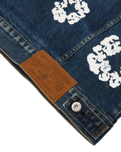 Cotton Wreath Denim Jacket Dark Wash – view 3