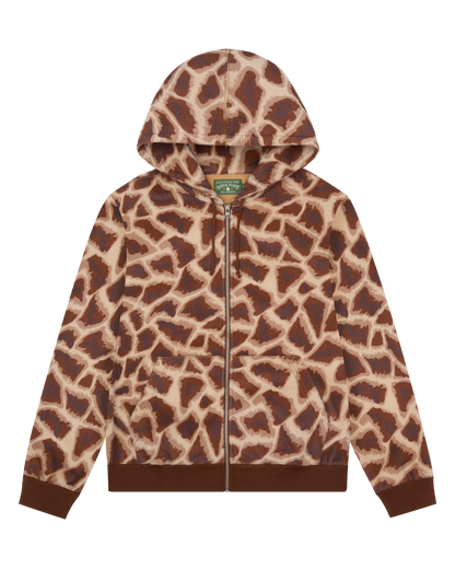 Faux Fur Giraffe Print Hoodie