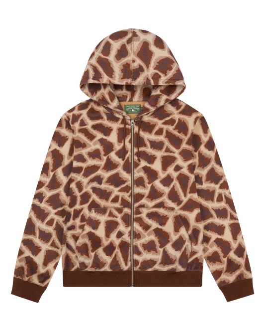 Faux Fur Giraffe Print Hoodie