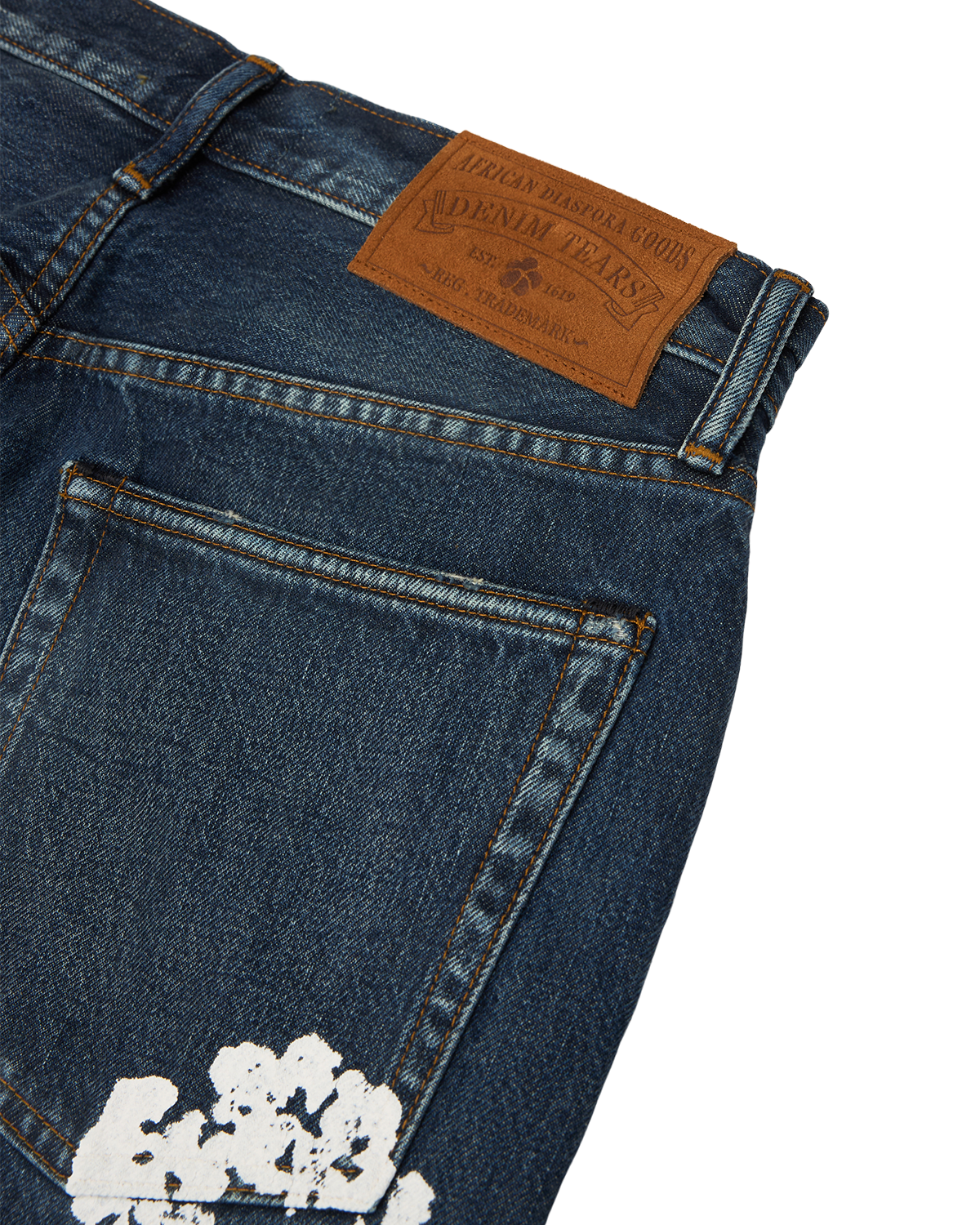 Straight Cotton Wreath Denim Pant Dark Wash – view 3