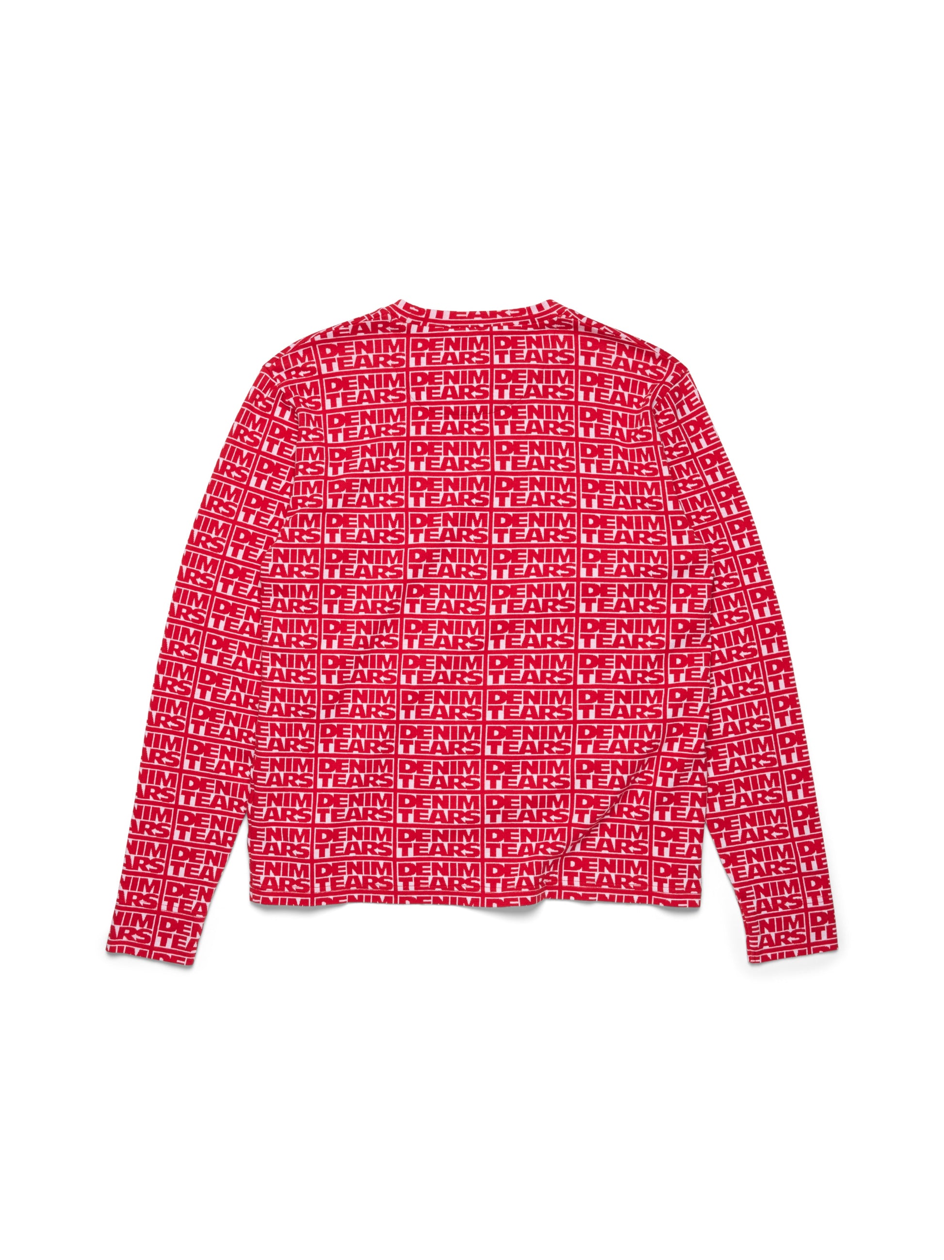 Larmes de Denim Jacquard Long Sleeve Tee Red – view 2
