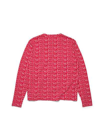 Larmes de Denim Jacquard Long Sleeve Tee Red – view 2