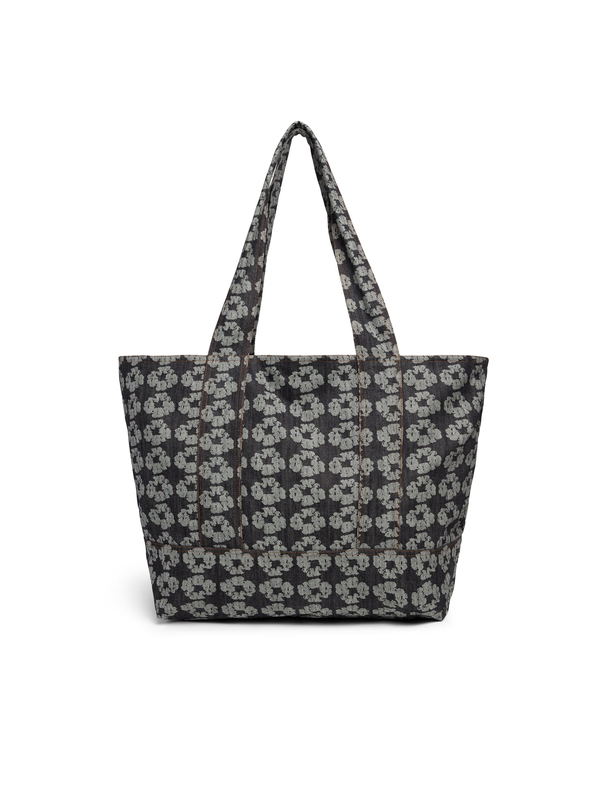 Jacquard Wreath Denim Tote Bag Dark Wash – view 2