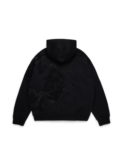 Biggie Rhinestone Cotton Wreath Pull Over Hoodie Black – view 2