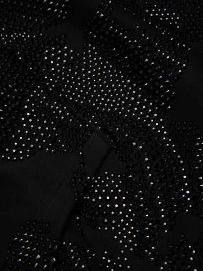 Biggie Rhinestone Cotton Wreath Pull Over Hoodie Black – view 3