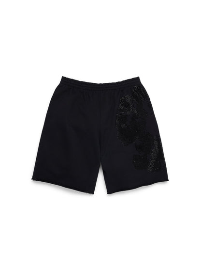 Biggie Rhinestone Cotton Wreath Sweatshort Black – view 2