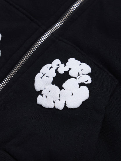 Kids Cotton Wreath Zip Hoodie Black – view 3