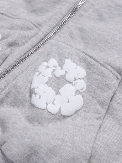 Kids Cotton Wreath Zip Hoodie Grey – view 3