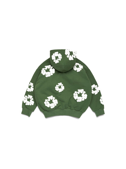 Kids Cotton Wreath Zip Hoodie Green – view 2