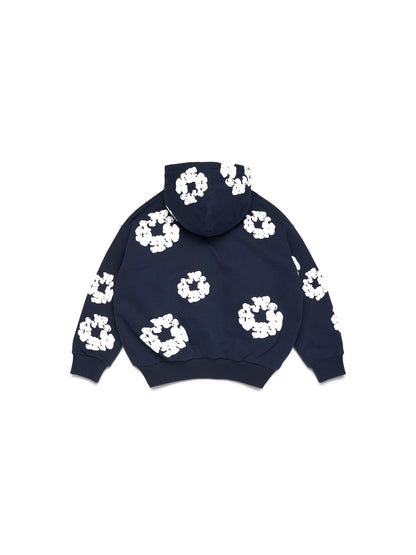 Kids Cotton Wreath Zip Hoodie Navy – view 2