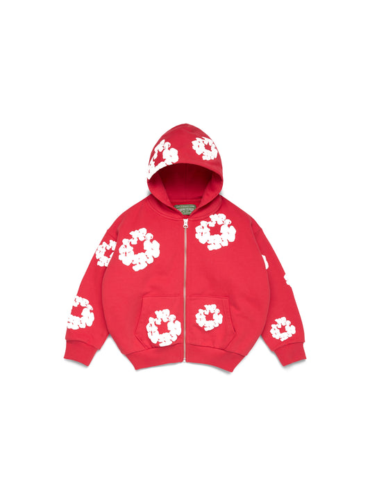 Kids Cotton Wreath Zip Hoodie Red