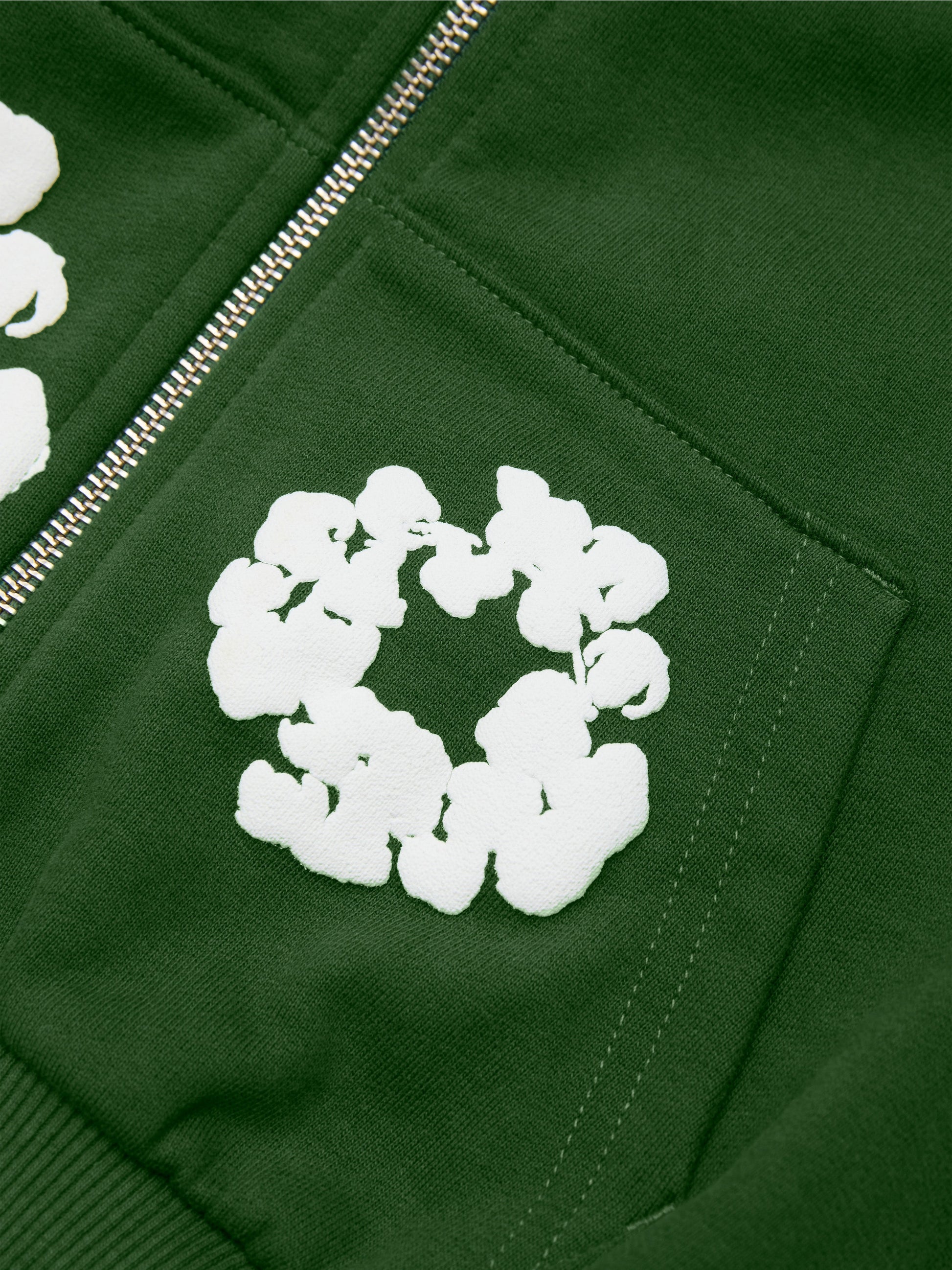 Kids Cotton Wreath Zip Hoodie Green – view 3