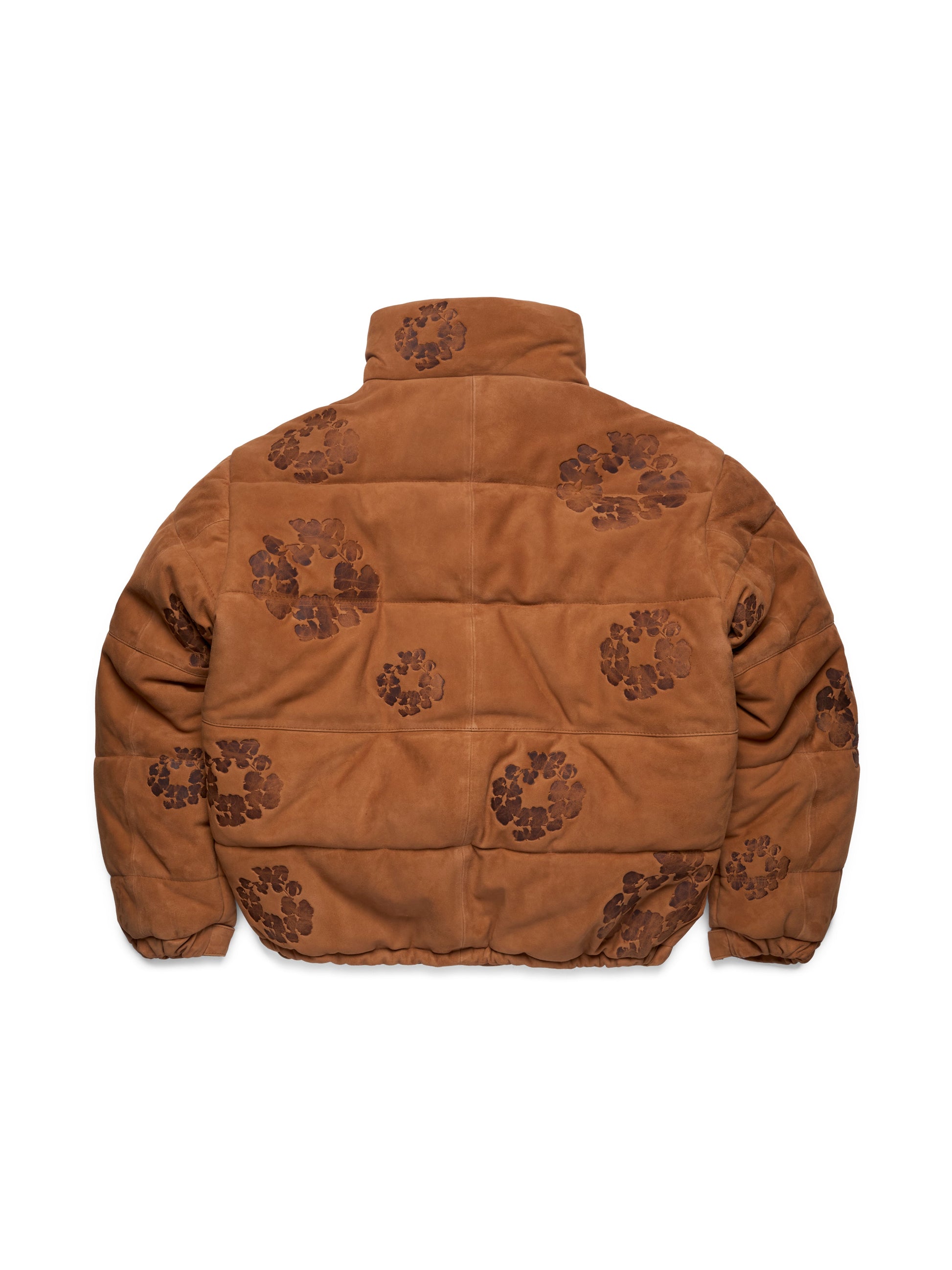 Embossed Leather Wreath Puffer Brown – view 2