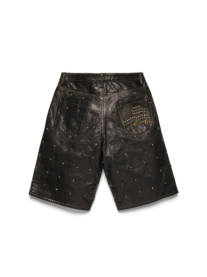 Libertas Studded Leather Shorts – view 2