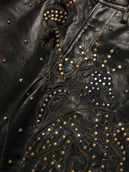 Libertas Studded Leather Shorts – view 4
