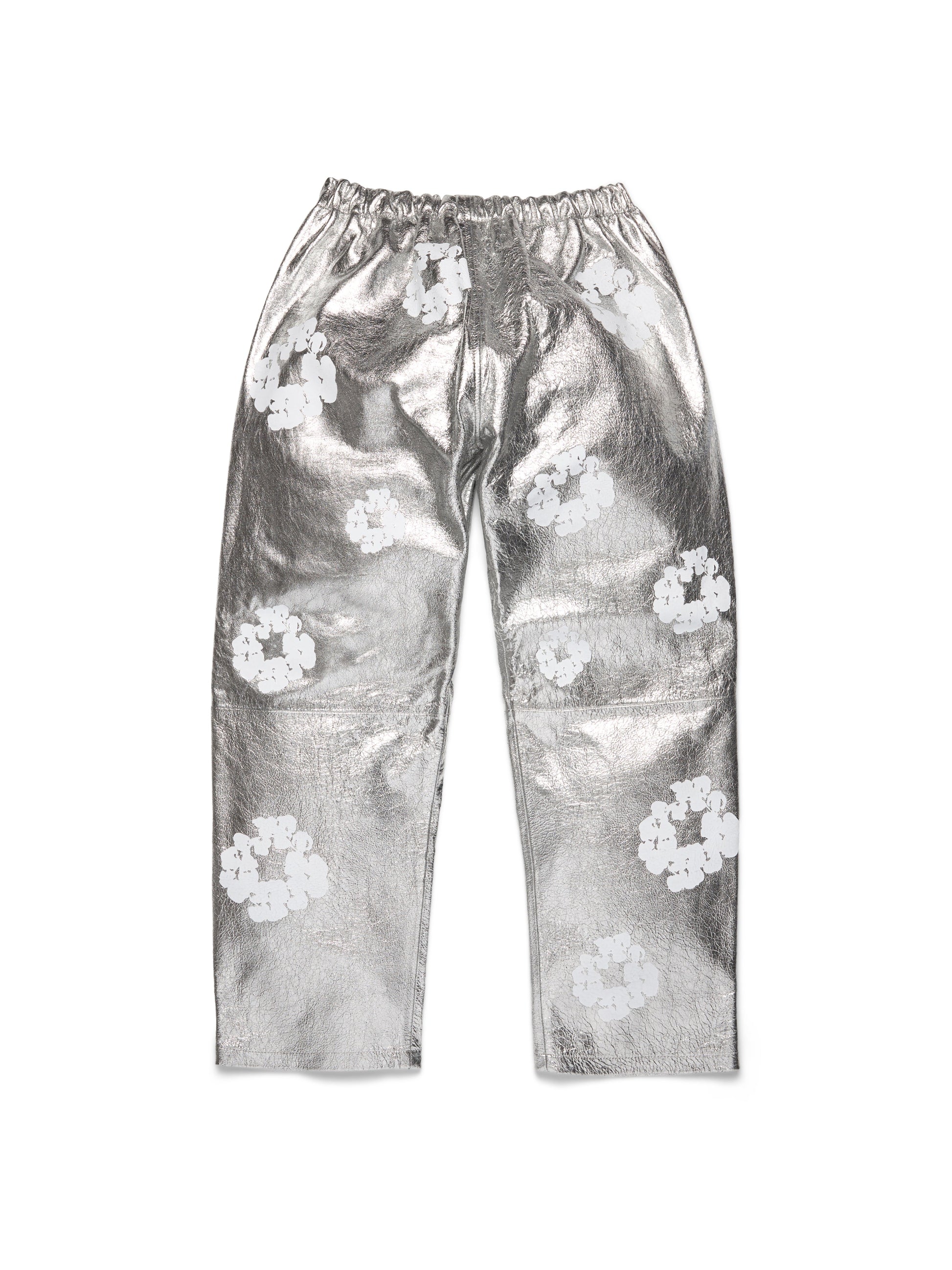 Leather Cotton Wreath Pants Silver – view 2