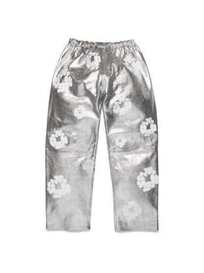 Leather Cotton Wreath Pants Silver – view 2