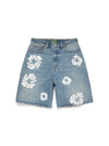 Light Wash Cotton Wreath Denim Short