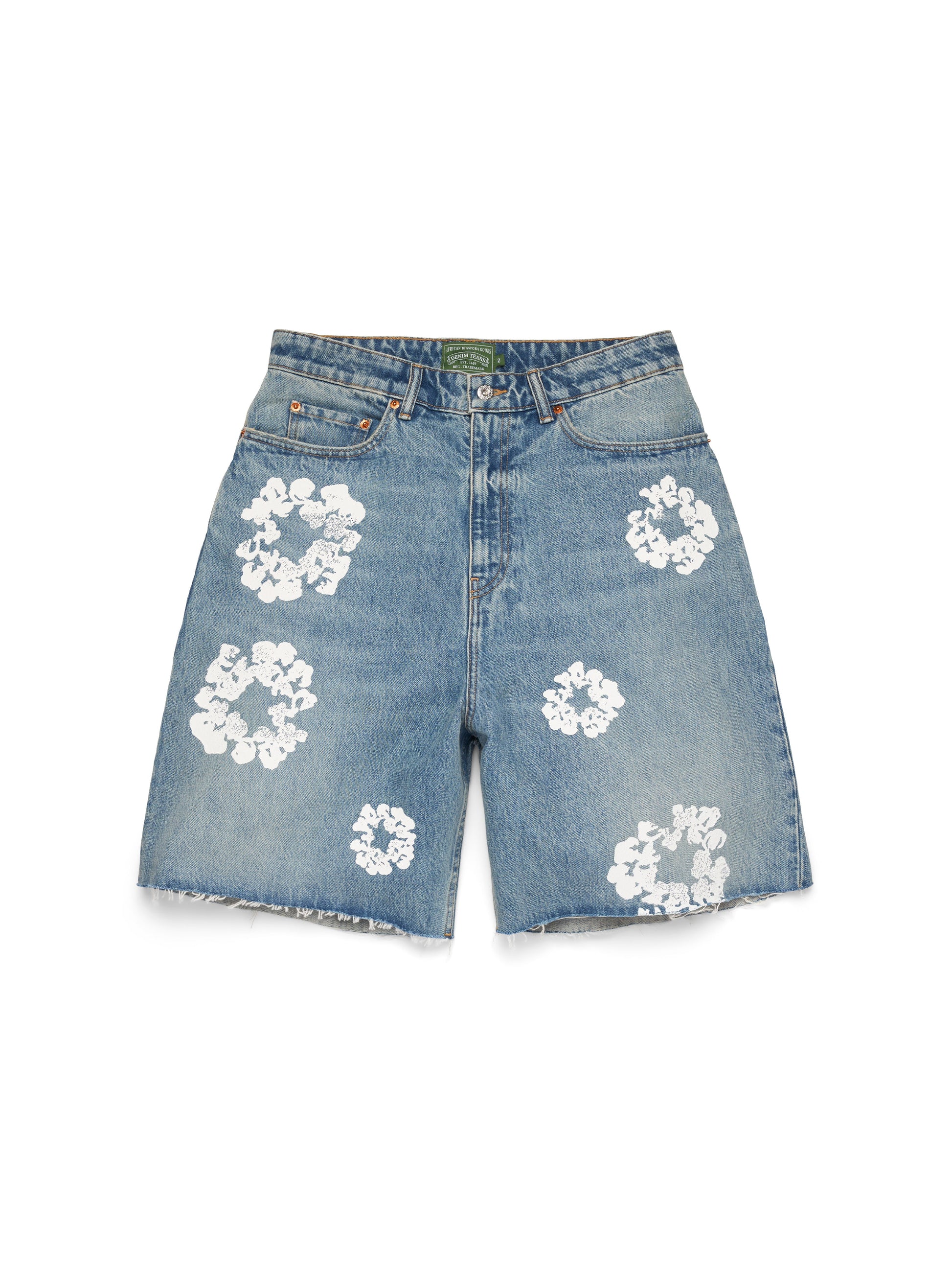 Light Wash Cotton Wreath Denim Short