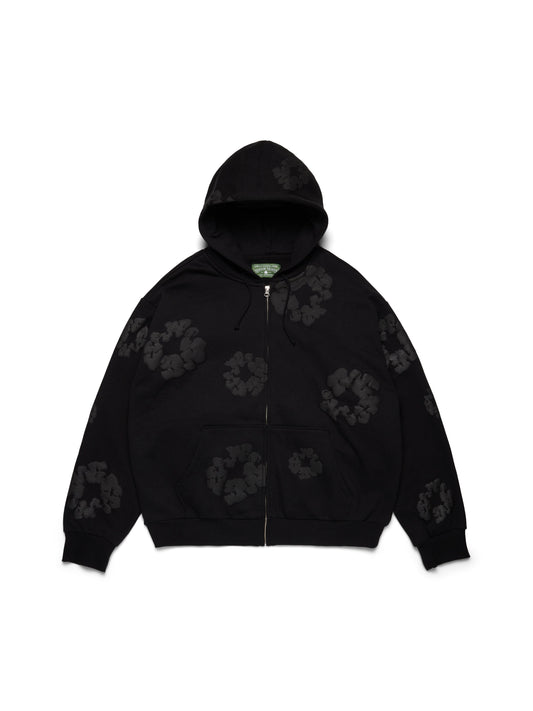 Mono Cotton Wreath Zip Hoodie Black